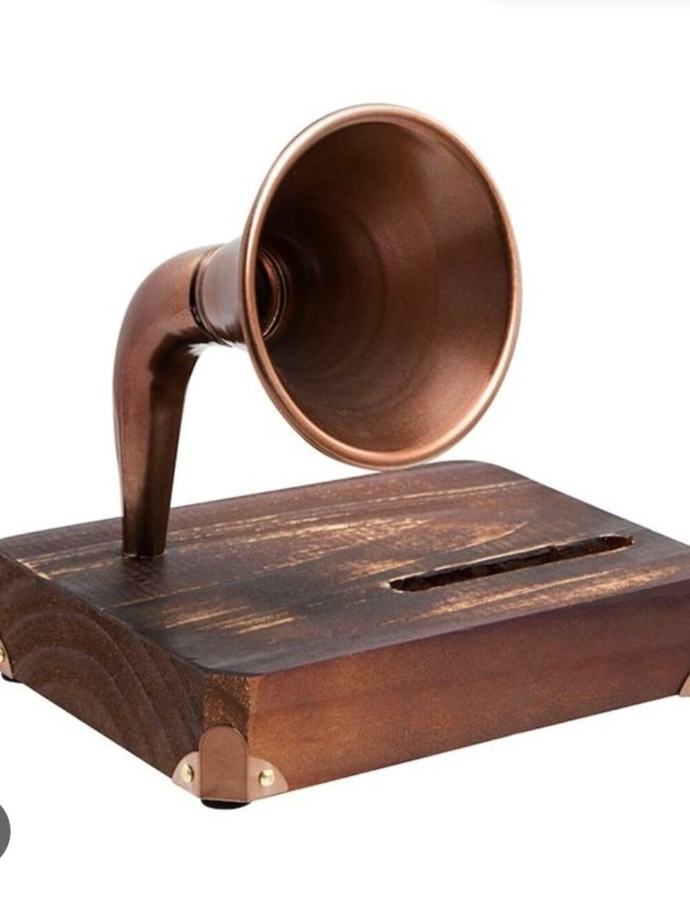 Vintage Wood Smartphone Sound Amplifier Dock Gramophone Horn Speaker 5.25x7.5x7